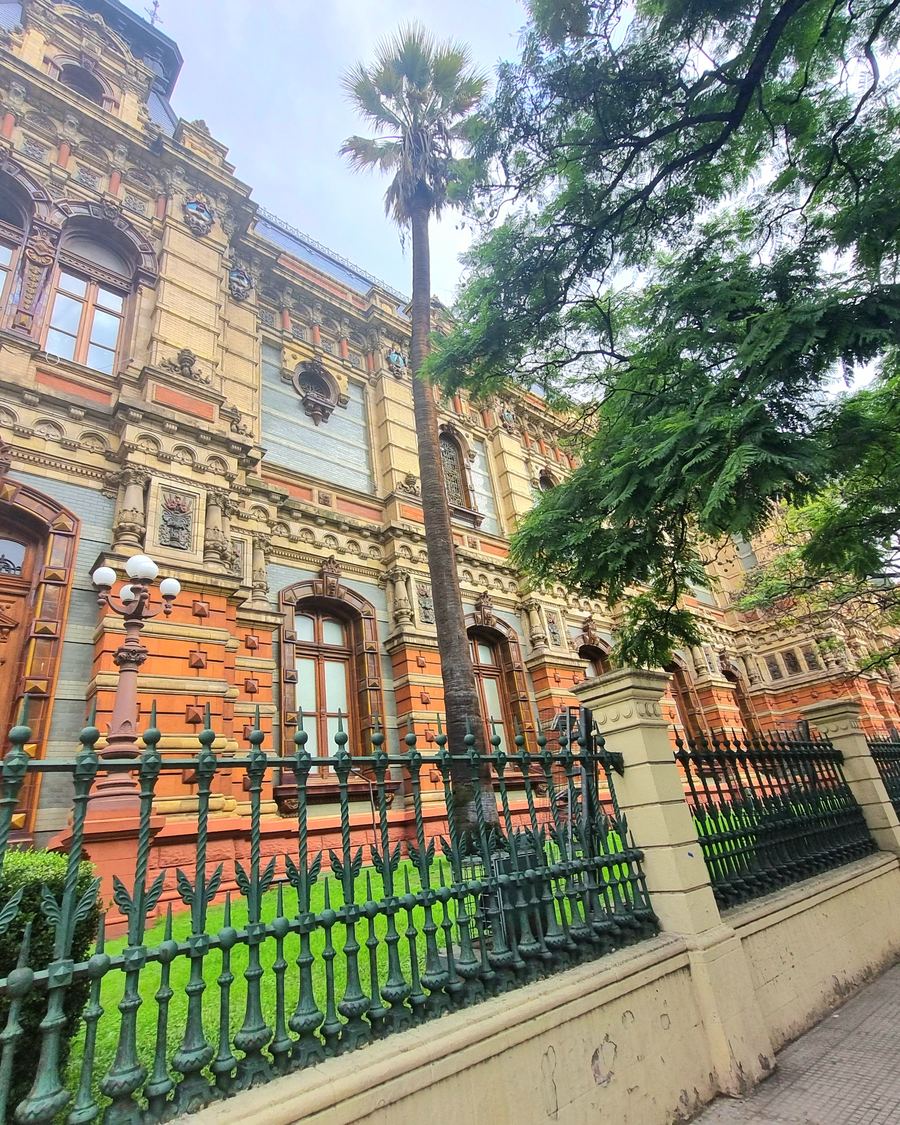 Ornate eclectic-style palace facade in Buenos Aires