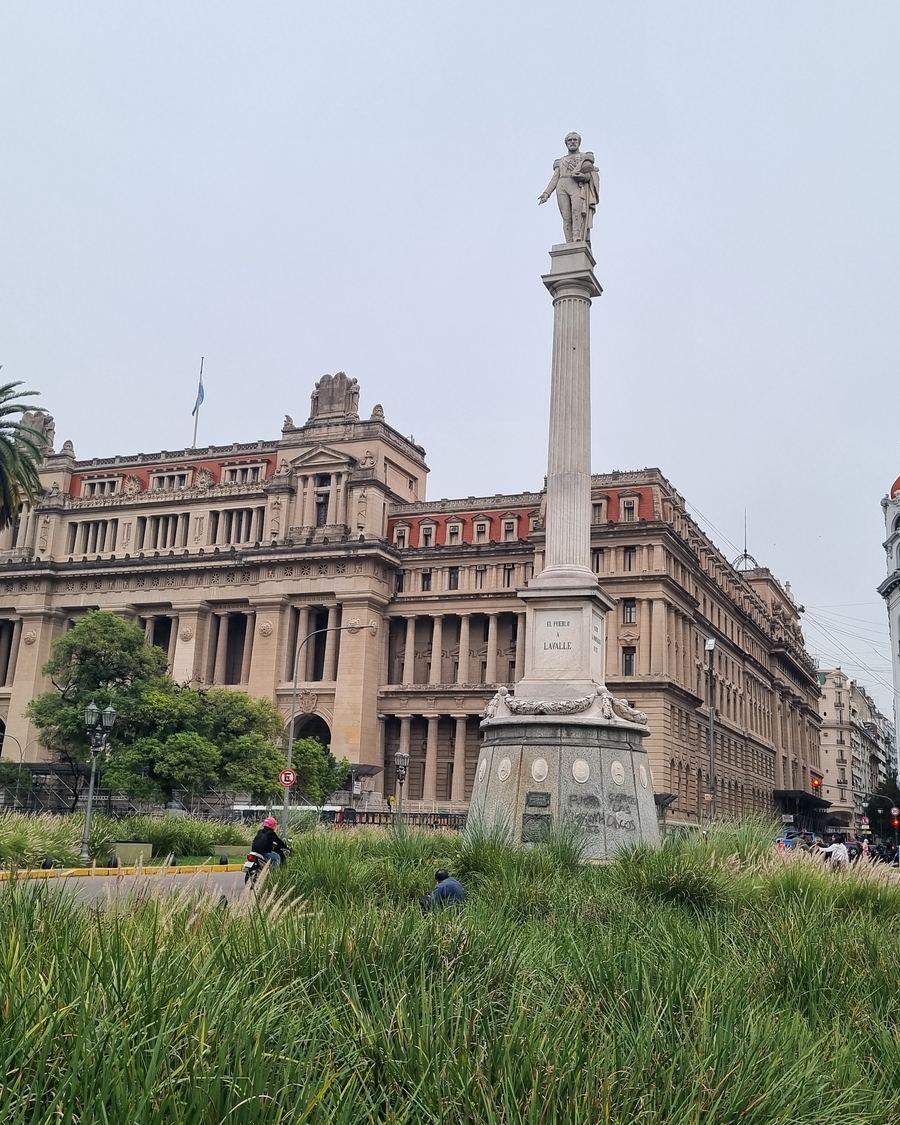 Palace of Justice with the Lavalle monument in Plaza Lavalle, Buenos Aires