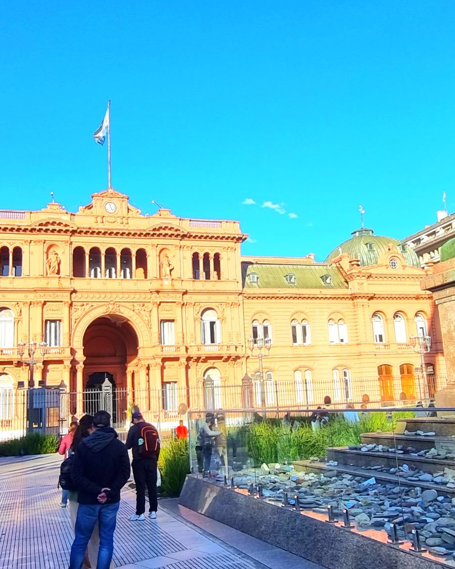 Casa Rosada with the equestrian monument to Manuel Belgrano in Plaza de Mayo